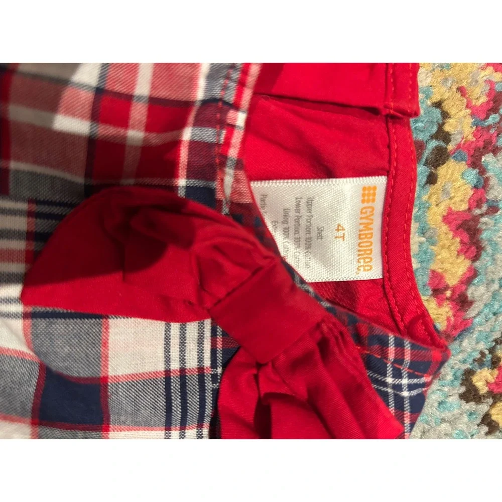 Gymboree Girls Red Plaid Patchwork Sleeveless Jumper Dress Size 4T Holiday k7035